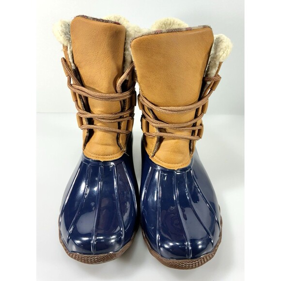 Jessica Carlyle Gavin Ankle Duck Boots Navy & Brown Women Size 8.5 - Picture 6 of 12